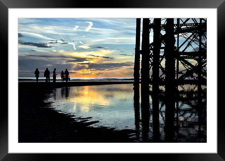 Sunset Walk on Blackpool Beach Framed Mounted Print by Gary Kenyon