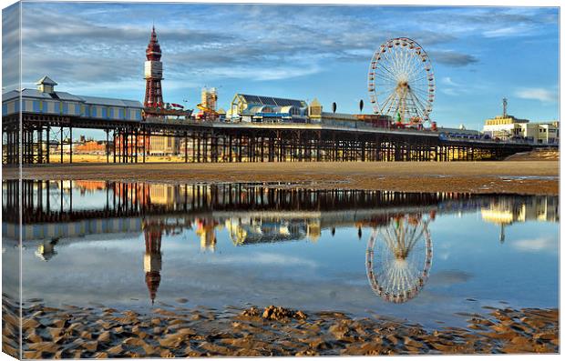 Tower And Pier Blackpool Canvas Print by Gary Kenyon