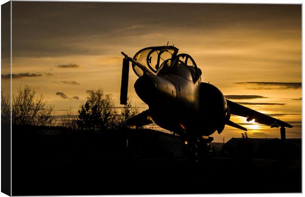 Harrier T4 at Sunset Canvas Print by Oxon Images