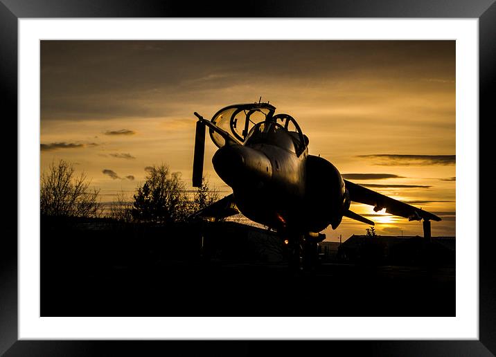 Harrier T4 at Sunset Framed Mounted Print by Oxon Images