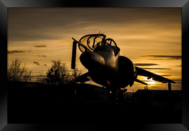 Harrier T4 at Sunset Framed Print by Oxon Images