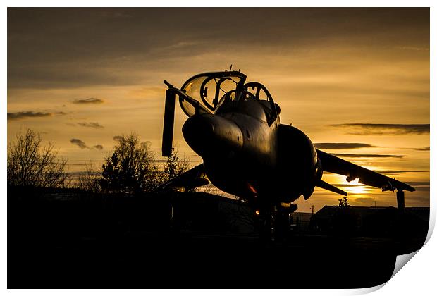 Harrier T4 at Sunset Print by Oxon Images