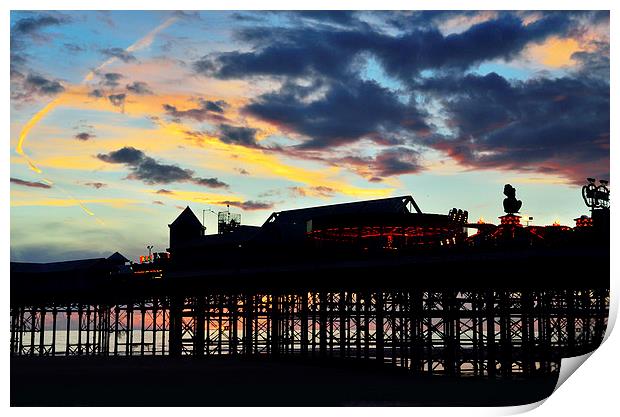 Sunset Sky Above Central Pier Blackpool Print by Gary Kenyon