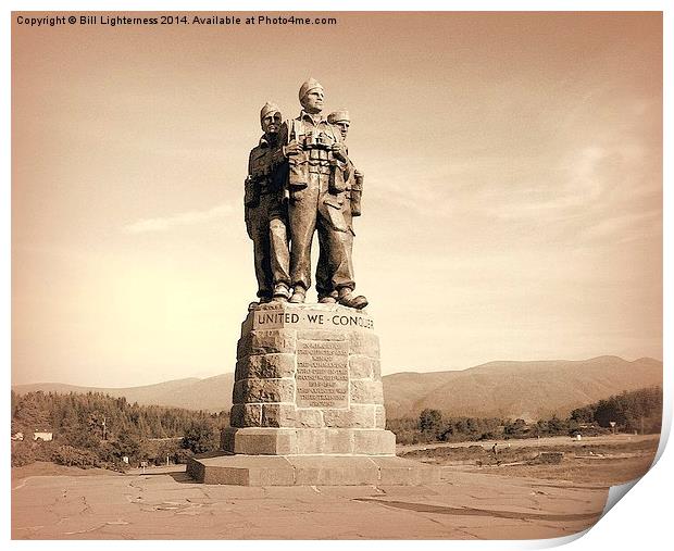 Commando Monument in sepia Print by Bill Lighterness