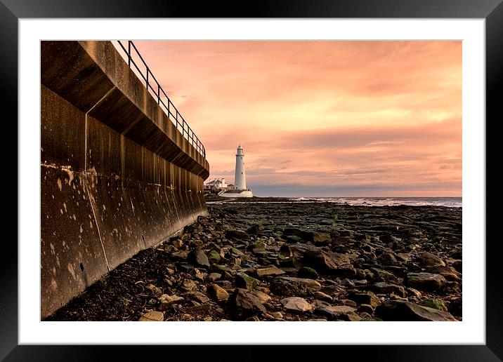 St Mary`s Lighthouse Framed Mounted Print by Northeast Images