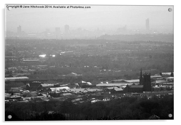 Bolton Skyline Acrylic by Jane Hitchcock