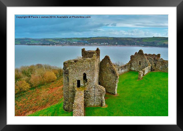 Llansteffan Castle Framed Mounted Print by Paula J James