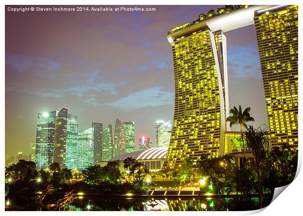 Singapore skyline Print by Steven Inchmore