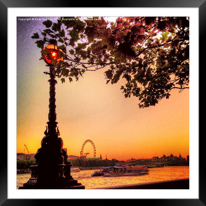 Thames at Dusk Framed Mounted Print by Andy Huntley