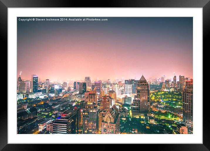 Bangkok City Lights Framed Mounted Print by Steven Inchmore