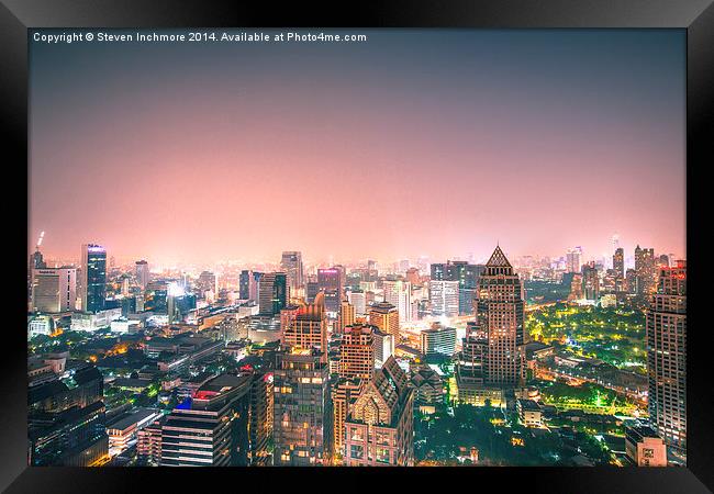 Bangkok City Lights Framed Print by Steven Inchmore