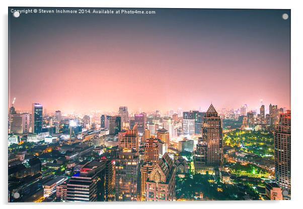 Bangkok City Lights Acrylic by Steven Inchmore