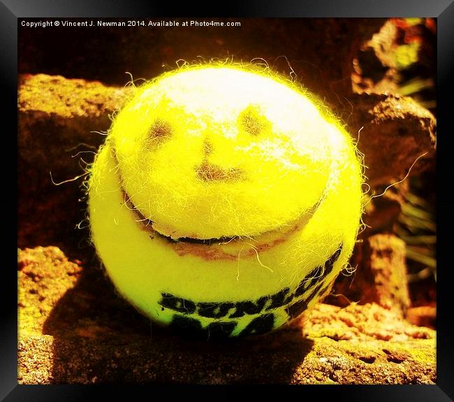Smiling Tennis Ball- Unique Photography Framed Print by Vincent J. Newman