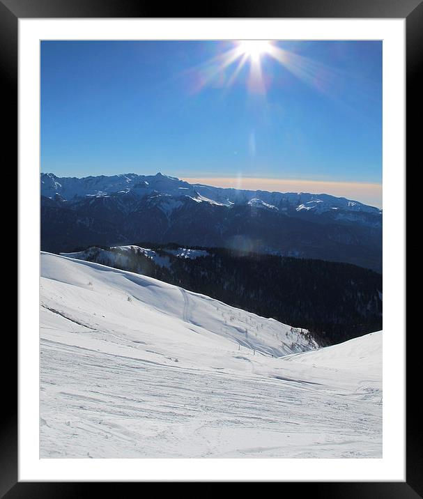 Sochi Winter Olympics mountain top Framed Mounted Print by DEE- Diana Cosford