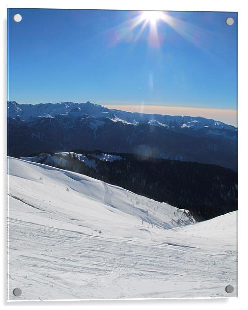 Sochi Winter Olympics mountain top Acrylic by DEE- Diana Cosford