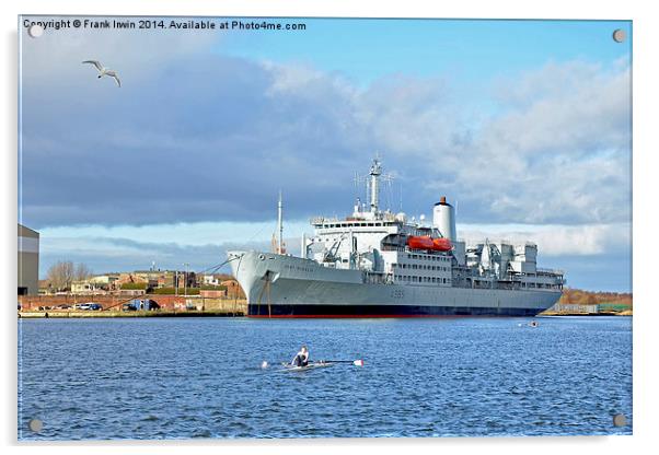 RFA Fort Rosalie & sculler Acrylic by Frank Irwin