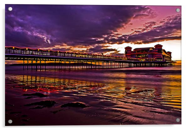 February Sunset Weston-Super-Mare Acrylic by Ian Johnson
