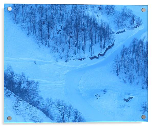 Olympic ski run Summit Krasnaya Polyana Acrylic by DEE- Diana Cosford