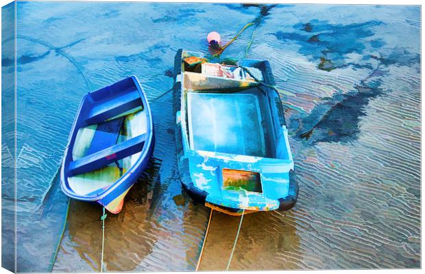 two boats ar the harbour at low tide Canvas Print by Susan Sanger
