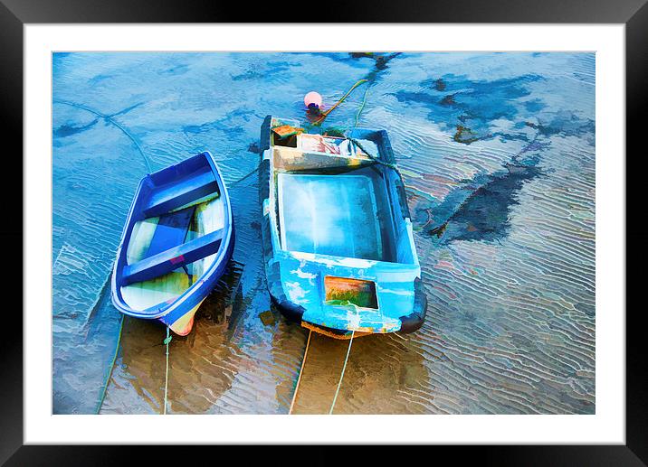 two boats ar the harbour at low tide Framed Mounted Print by Susan Sanger