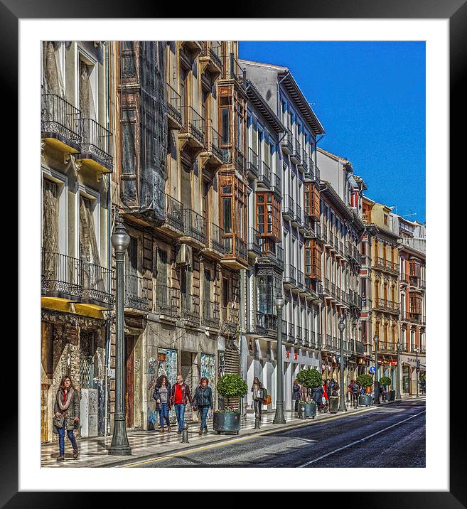 Calle Reyes Catolicos, Granada Framed Mounted Print by Digby Merry