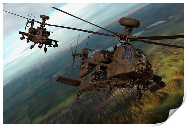 AH64 AAC Apache in flight Print by Oxon Images