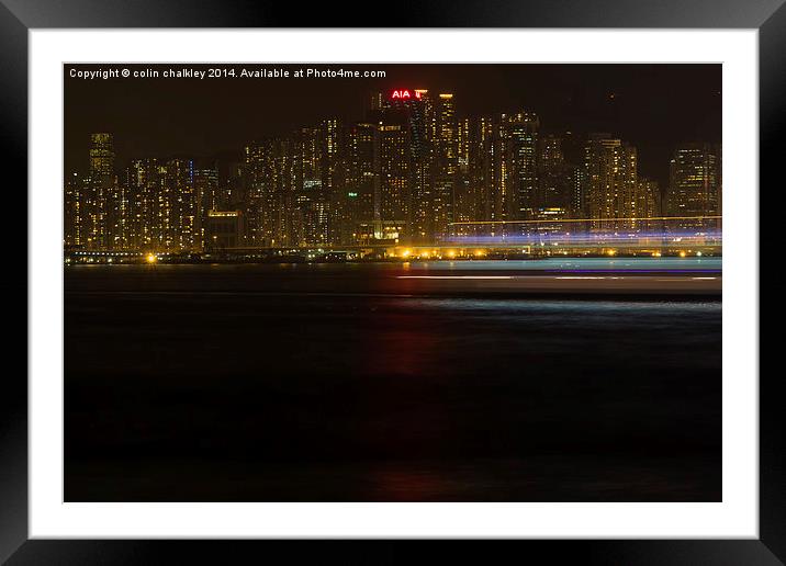 Boat Trails in Hong Kong harbour Framed Mounted Print by colin chalkley