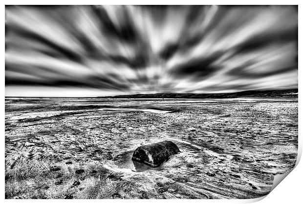 Freshwater West Drama Monochrome Print by Steve Purnell