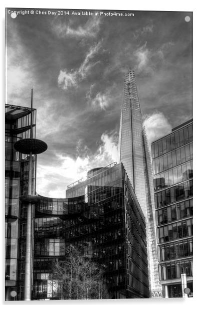 The Shard and London Skyline Acrylic by Chris Day