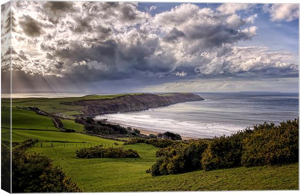Baggy Point and Putsborough Sands. Canvas Print by Dave Wilkinson North Devon Ph
