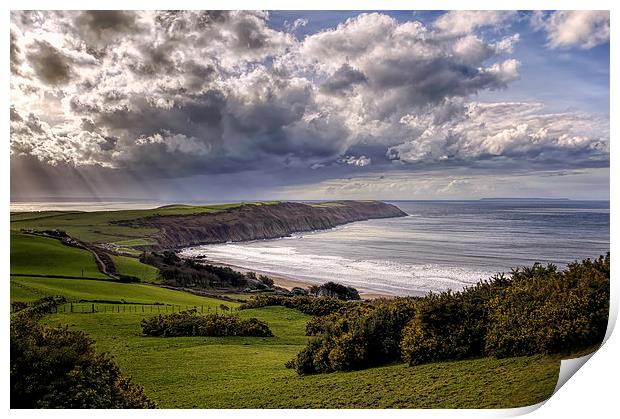 Baggy Point and Putsborough Sands. Print by Dave Wilkinson North Devon Ph