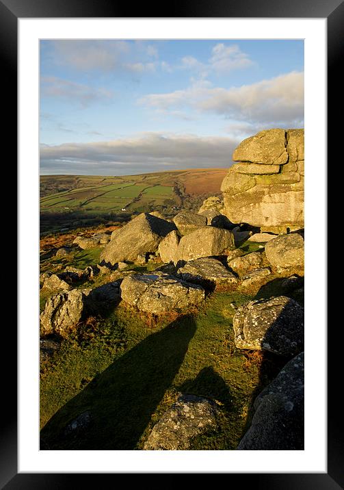Bonehill rocks on Dartmoor Framed Mounted Print by Pete Hemington
