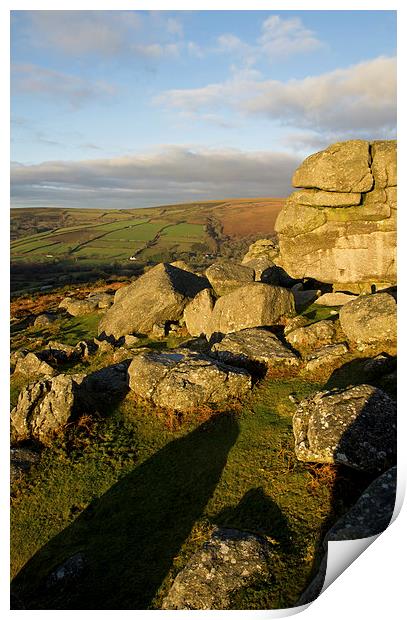 Bonehill rocks on Dartmoor Print by Pete Hemington