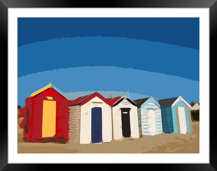 Blue Sky and Beach Huts at SOuthwold Framed Mounted Print by Bill Simpson