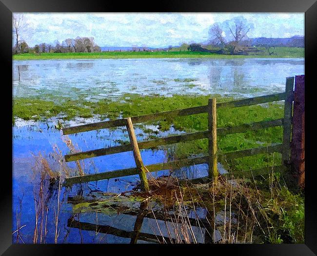 Flooding on the Somerset Levels Framed Print by Paula Palmer canvas