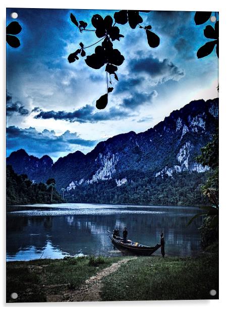 Boat on Khao Sok Acrylic by Simon Joshua Peel