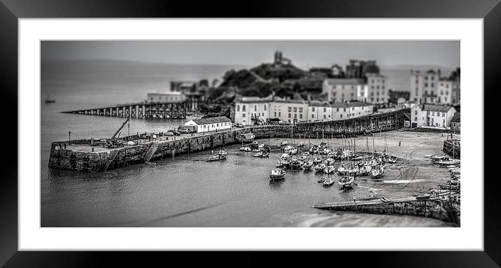 Tenby harbour in miniature Framed Mounted Print by stewart oakes