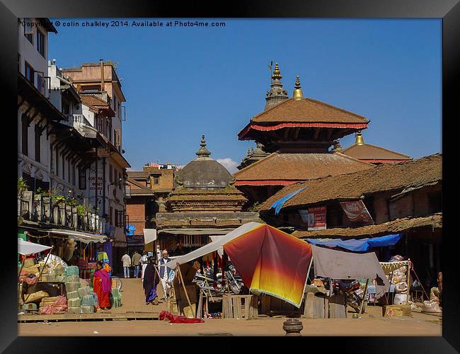 Kathmandu Street Scene Framed Print by colin chalkley