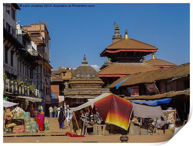 Kathmandu Street Scene Print by colin chalkley