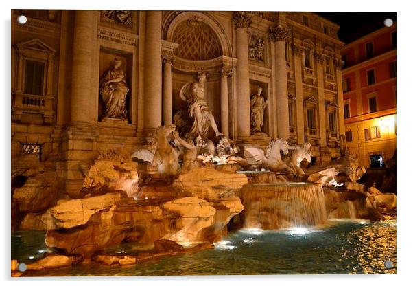 Trevi fountain by night Acrylic by James Condliffe