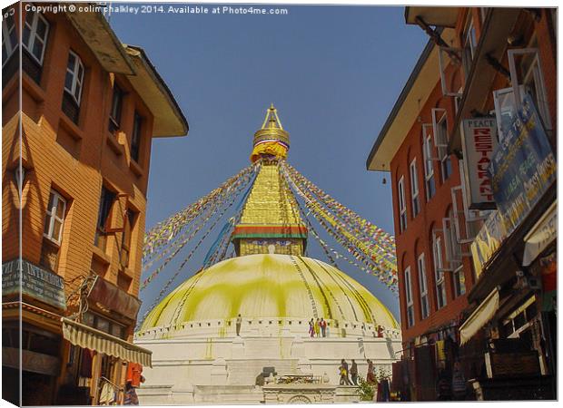 Boudhanath Stupa, Kathmandu Canvas Print by colin chalkley