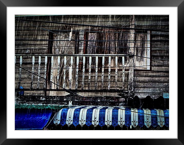 Rain on Blue Framed Mounted Print by Simon Joshua Peel