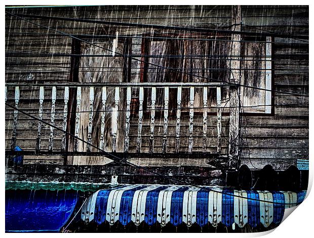 Rain on Blue Print by Simon Joshua Peel