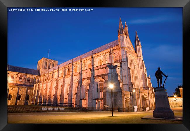 Winchester Cathedral at dusk Framed Print by Ian Middleton