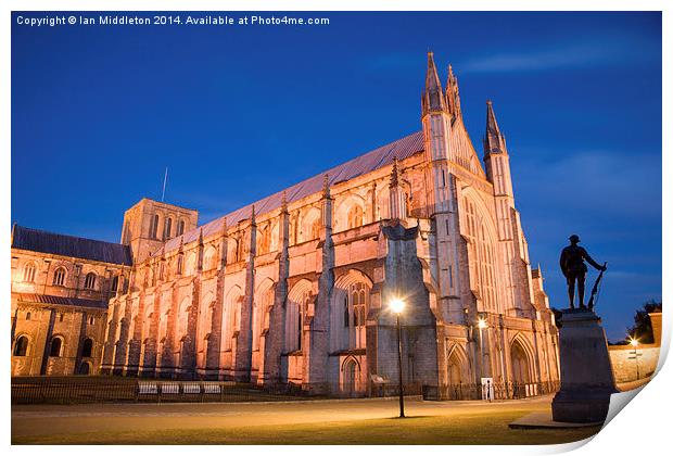 Winchester Cathedral at dusk Print by Ian Middleton