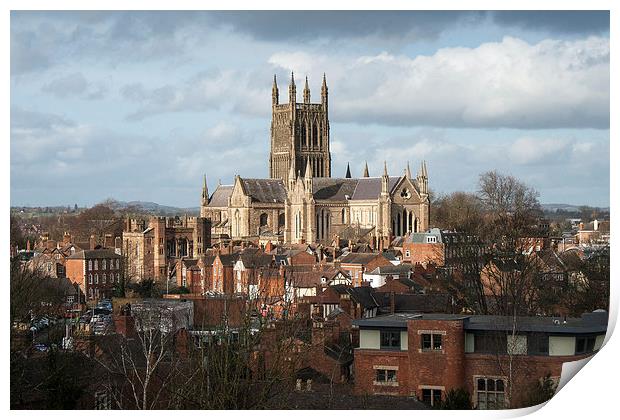 Worcester Cathedral Print by Diane Griffiths