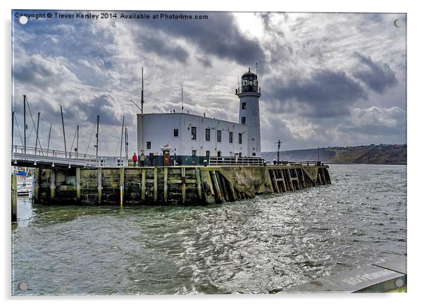 Scarborough Lighthouse Acrylic by Trevor Kersley RIP