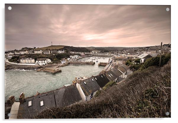 Porthleven Harbour Acrylic by Rob Hawkins