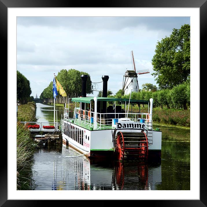 Canal Boatrip from Bruges to Damme Framed Mounted Print by Carolyn Eaton