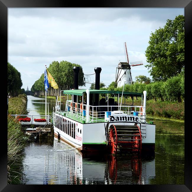 Canal Boatrip from Bruges to Damme Framed Print by Carolyn Eaton